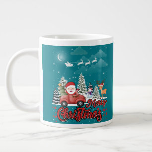 Merry Christmas Vintage Red Santa Truck Gifts Large Coffee Mug