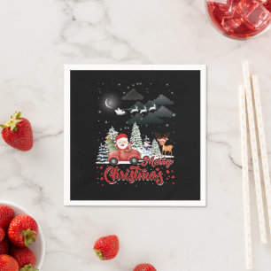 Merry Christmas Vintage Red Santa Truck Gifts Napkin