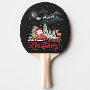 Merry Christmas Vintage Red Santa Truck Gifts Ping Pong Paddle