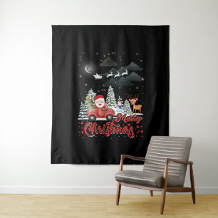 Merry Christmas Vintage Red Santa Truck Gifts Tapestry