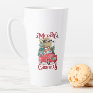 Merry Christmas Vintage Red Santa Truck Latte Mug