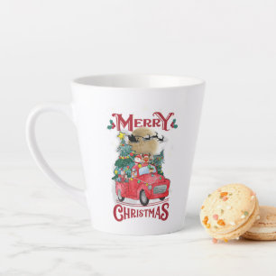 Merry Christmas Vintage Red Santa Truck Latte Mug