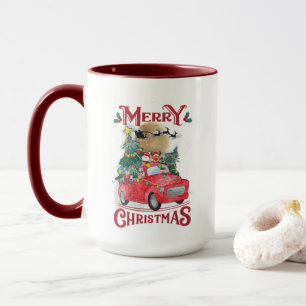 Merry Christmas Vintage Red Santa Truck Mug