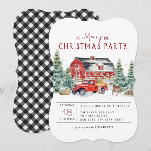 Merry Christmas Vintage Red Truck Holiday Party Invitation
