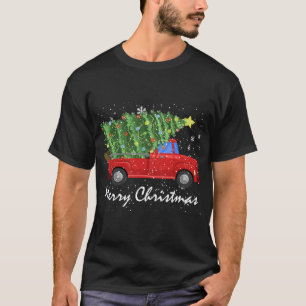 Merry Christmas Vintage Red Truck with Tree T-Shirt