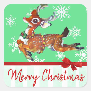 Merry Christmas Vintage Reindeer Stickers