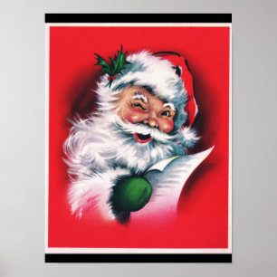 Merry Christmas,vintage,retro,Santa claus,happy Sa Poster