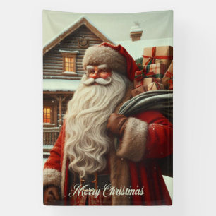 Merry Christmas vintage Santa Banner