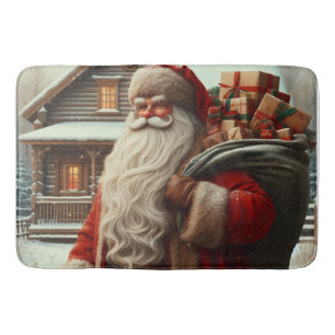 Merry Christmas vintage Santa Bath Mat