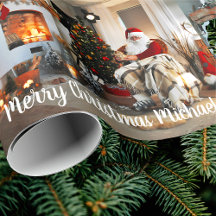 Merry Christmas Vintage Santa Claus Custom Name