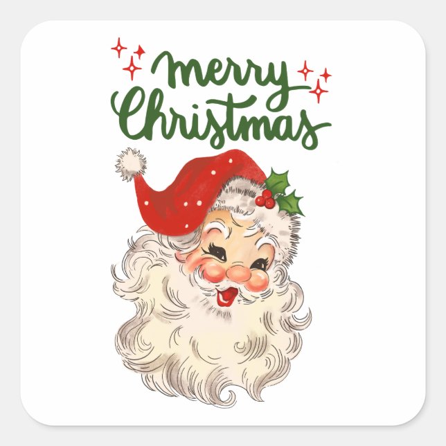 Merry Christmas vintage Santa Claus holiday  Square Sticker (Front)