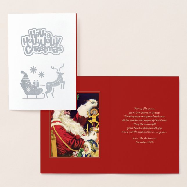 Merry Christmas. Vintage Santa Claus Luxury  Foil Card (Display)
