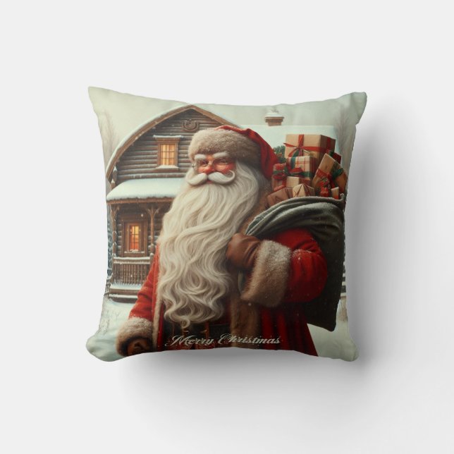 Merry Christmas vintage Santa  Cushion (Front)