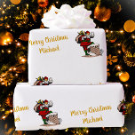 Merry Christmas Vintage Santa Custom Name Wrapping Paper<br><div class="desc">Customise the text, and easily create your personalised Christmas wrapping paper. Click EDIT DESIGN then select BACKGROUND to change the background colour. You can TRANSFER this DESIGN on other Zazzle products and adjust it to fit most Zazzle items. Standard Studio designs are made in high-resolution graphics for a professional print....</div>