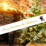 Merry Christmas Vintage Santa Custom Text Name Satin Ribbon<br><div class="desc">Customise the text, and easily create your personalised Christmas ribbon. Click EDIT DESIGN to change the background colour or text colour. You can TRANSFER this DESIGN to other Zazzle products and adjust it to fit most Zazzle items. Standard Studio designs are made in high-resolution graphics for a professional print. Thank...</div>