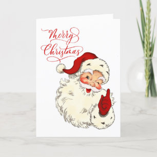 Merry Christmas vintage Santa family holiday ho ho Card