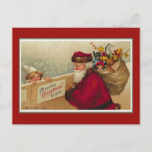 Merry Christmas Vintage Santa Holiday Postcard