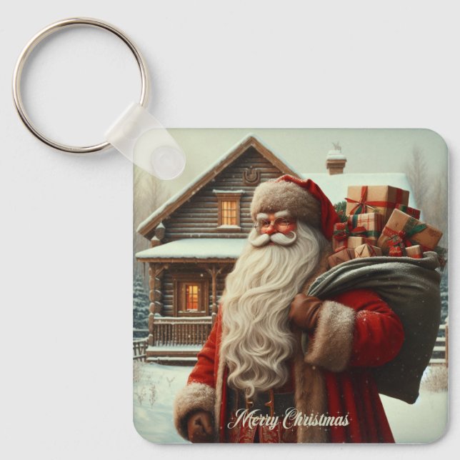 Merry Christmas vintage Santa  Key Ring (Front)
