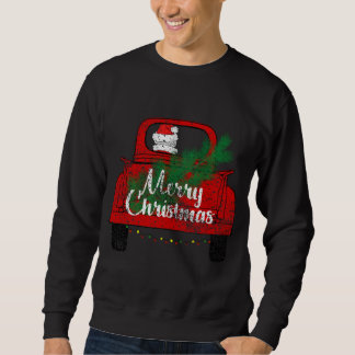 Merry Christmas Vintage Santa Red Truck with Light Sweatshirt