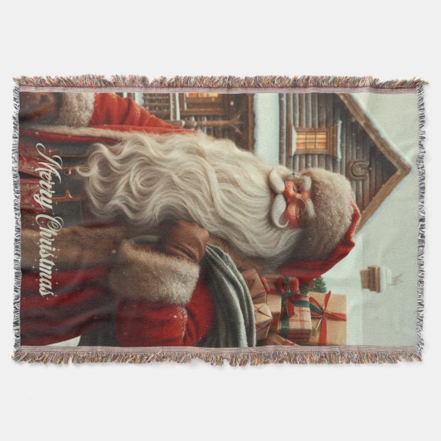 Merry Christmas vintage Santa  Throw Blanket (Front)
