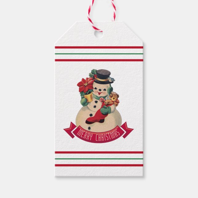Merry Christmas - Vintage Snowman Gift Tag (Front)