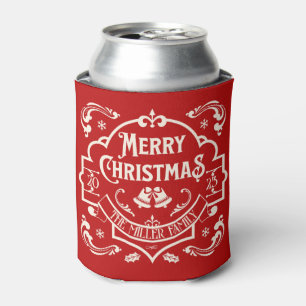 Merry Christmas vintage style design Can Cooler