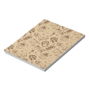 Merry christmas vintage style pattern hand drawn notepad