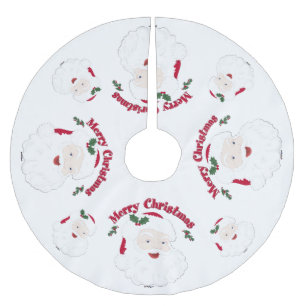 Merry Christmas Vintage Style Santa Brushed Polyester Tree Skirt