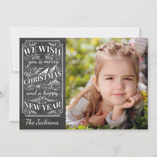 Merry Christmas Vintage Typography Holiday Photo (Front)