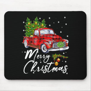Merry Christmas Vintage Wagon Red Truck Pajama Fam Mouse Pad