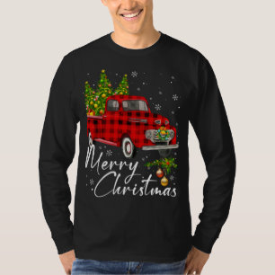 Merry Christmas Vintage Wagon Red Truck Pajama Fam T-Shirt