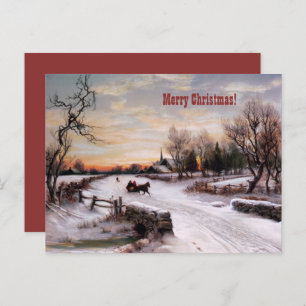 Merry Christmas. Vintage Winter Scene Card