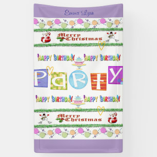 Merry Christmas Vinyl Happy Birthday  Banner