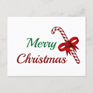 Merry Christmas w/ Candy Cane Holiday Postcard