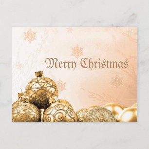Merry Christmas w/ Gold Ornaments Postcard