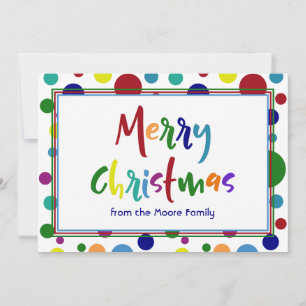 Merry Christmas w/ Multicolored Letters & Dots 3 Holiday Card