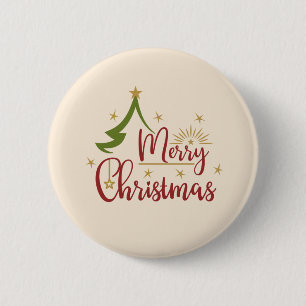 Merry Christmas w/Tree 6 Cm Round Badge