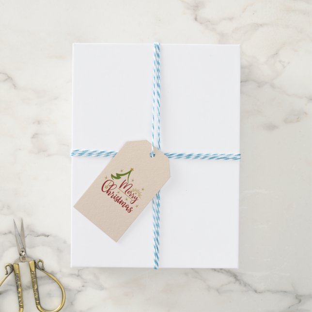 Merry Christmas w/Tree Gift Tags (With Twine)