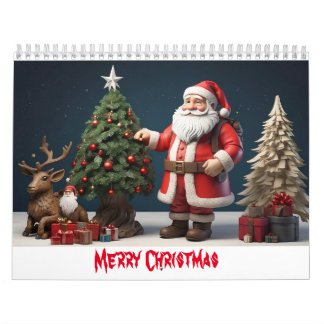 Merry Christmas wall art design with santa  Calendar