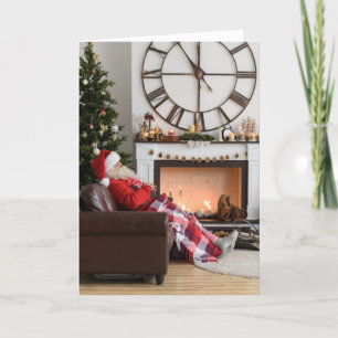 Merry Christmas Warm and Cosy Fireplace Santa Holiday Card