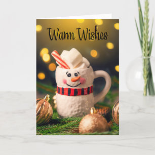 Merry Christmas Warm Wishes Snowman Mug Holiday Card