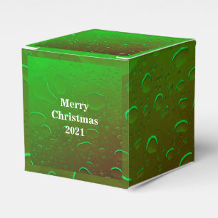 Merry Christmas Water Drops Neon Green White Ombre Favour Box