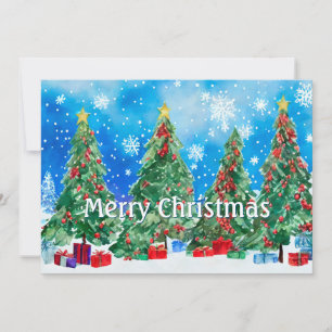 Merry Christmas Watercolor Art Design Holiday Card