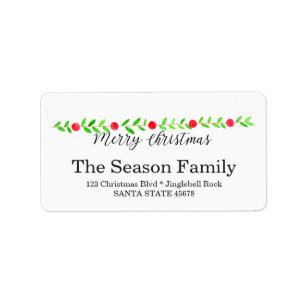 Merry Christmas, watercolor Christmas banner Label