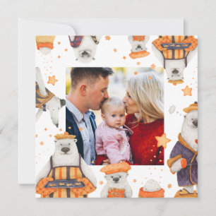 Merry Christmas Watercolor Cute Polar Bear Photo