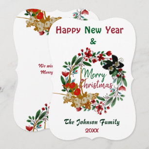 Merry Christmas Watercolor Floral Green Wreath