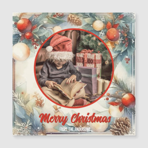 Merry Christmas Watercolor Foliage Greenery Photo