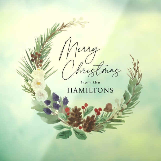 Merry Christmas Watercolor Foliage Wreath (Sheet 3)