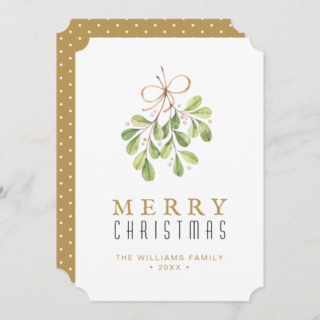 Merry Christmas Watercolor Greenery Holiday Card (Front/Back)