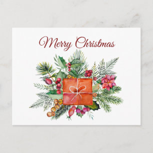 Merry Christmas Watercolor Holiday Collage Postcard